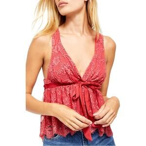 Free People Chante Lace Tie-Front Tank Top Frenchie Kiss XS 0/2 NEW
